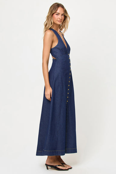 L*Space Arlo Maxi in Indigo Chambray — Side view