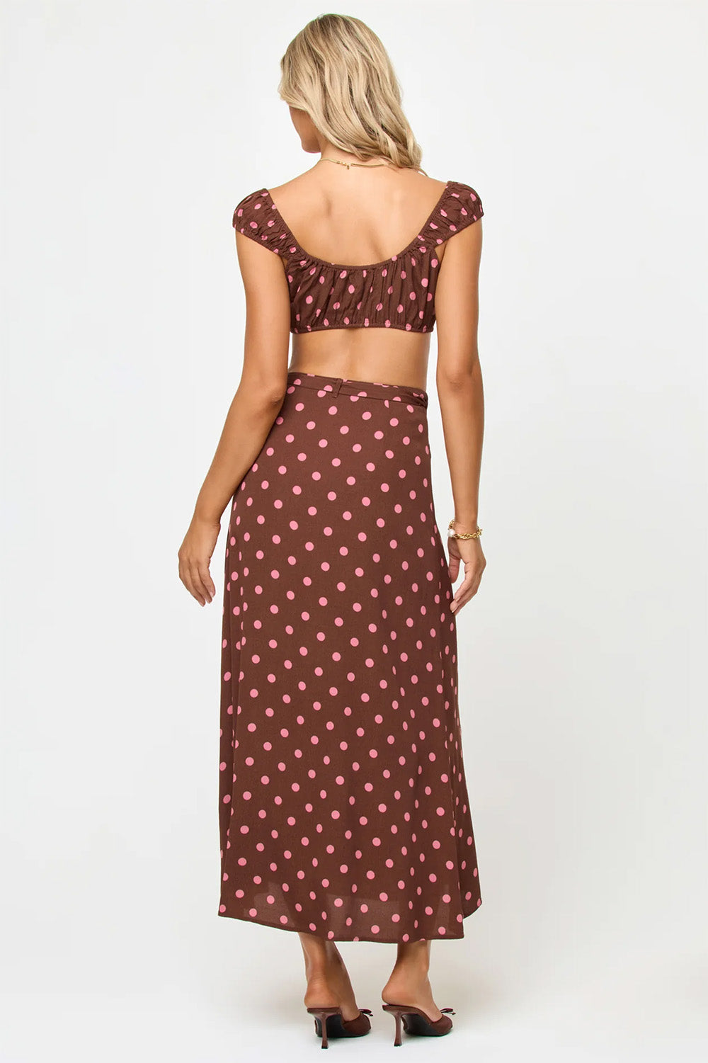 lspace ever wrap skirt alotta polka dot back