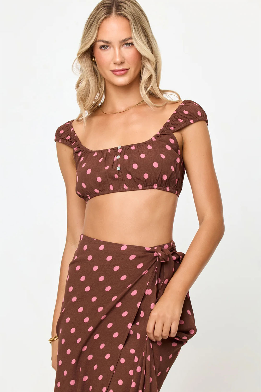 lspace ever wrap skirt alotta polka dot detail