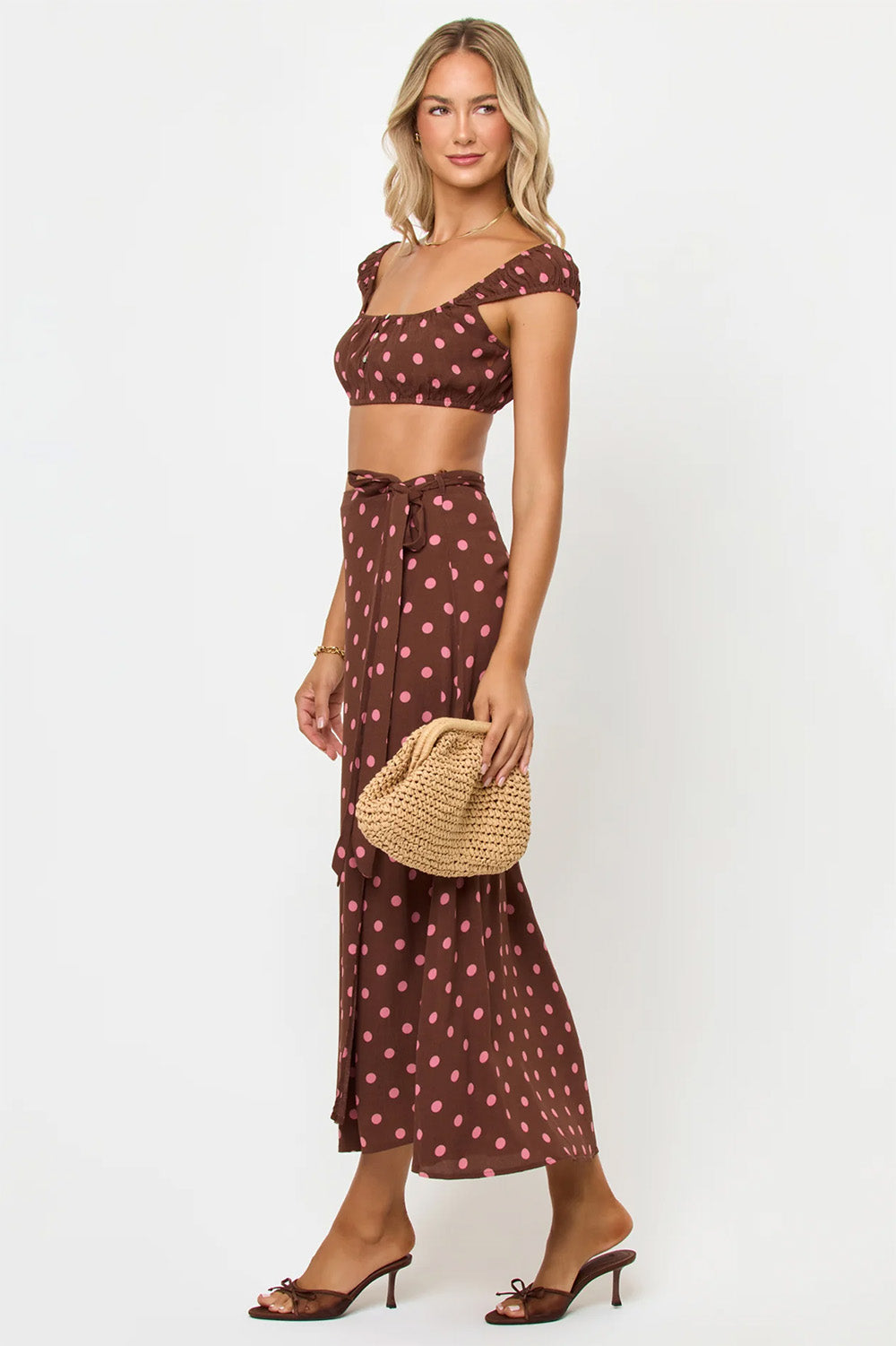 lspace ever wrap skirt alotta polka dot side