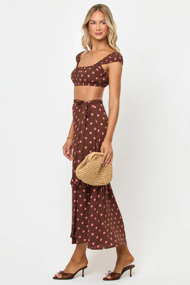 lspace ever wrap skirt alotta polka dot side