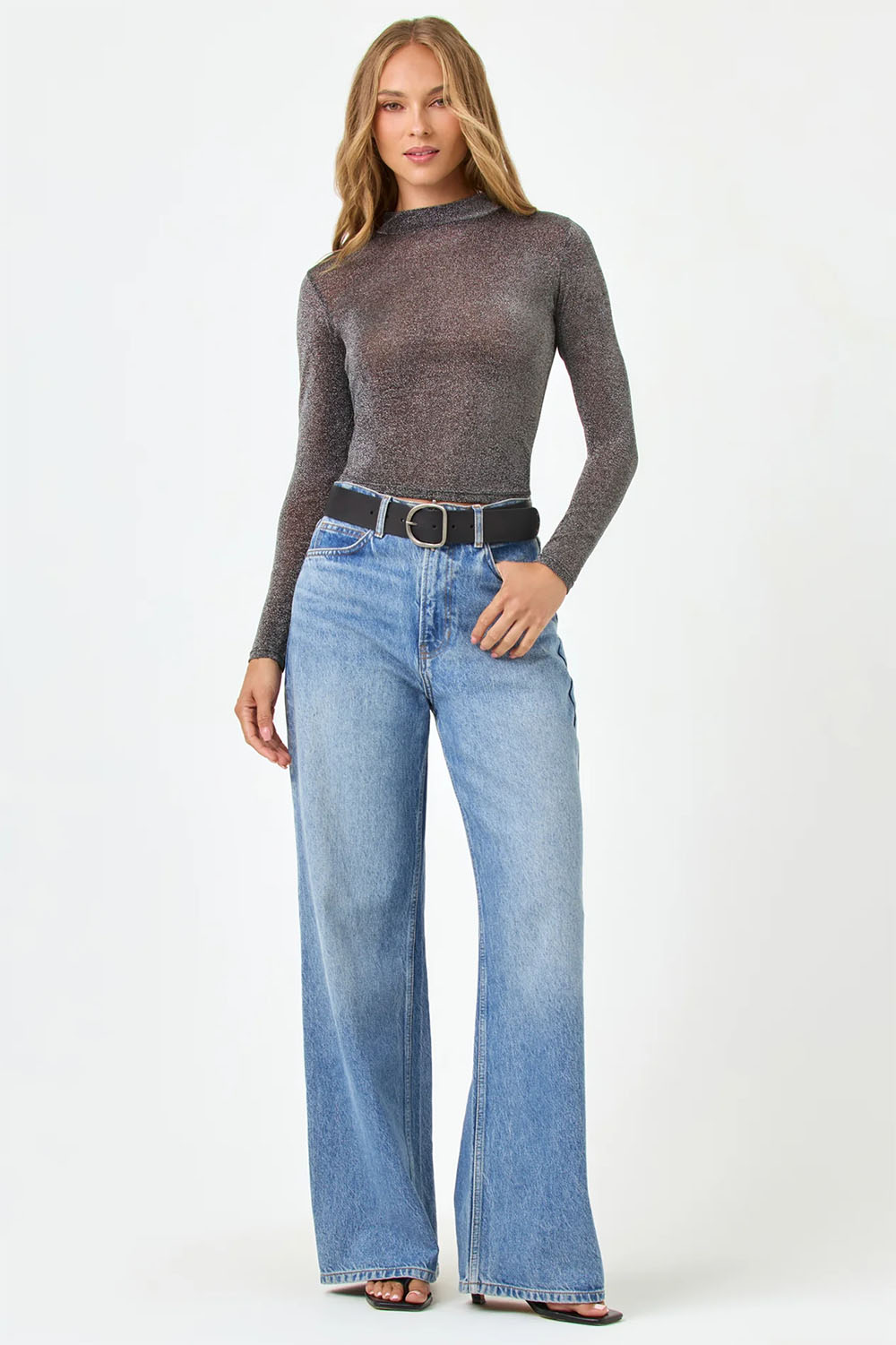 L*Space - Shimmer Long Sleeve - Black - Front