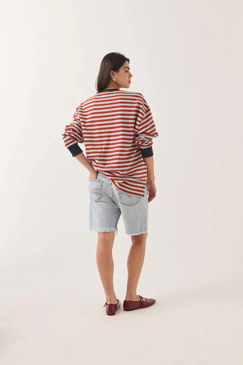 Brixton - Retro Long Sleeve Crew - Sea Grass/Rust - Back