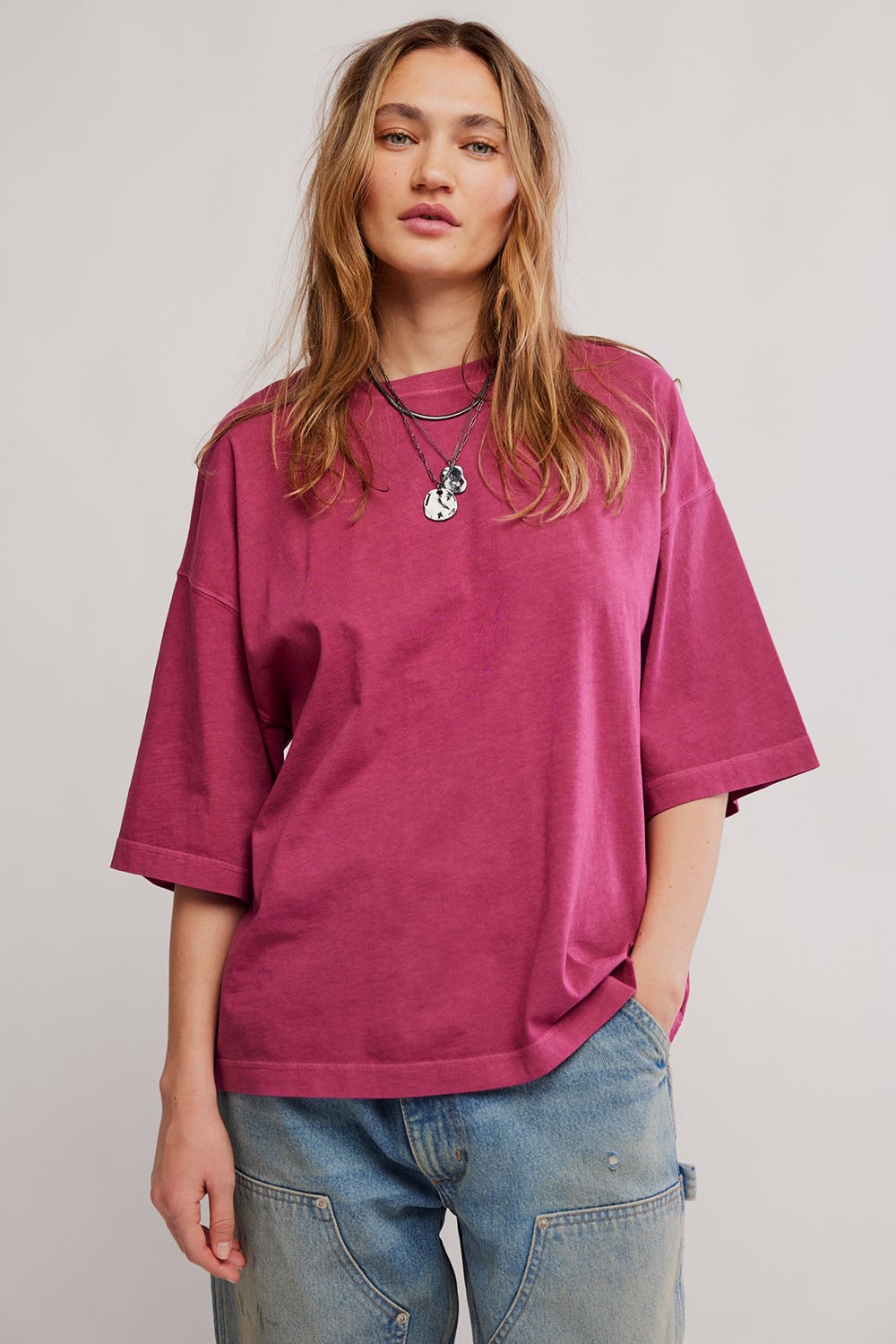 Free People - Perfect Oversized Tee - Glass Roses - Front