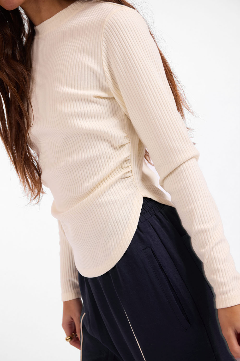 Sage the Label - Esther Crew Neck Top - Ivory - Side Detail