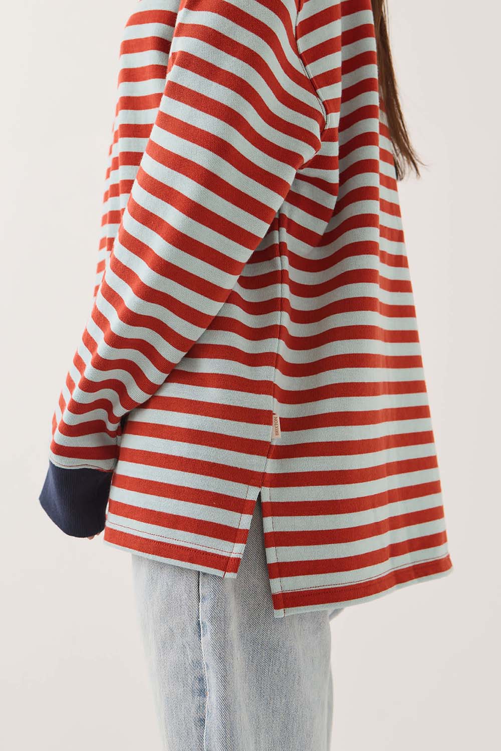 Brixton - Retro Long Sleeve Crew - Sea Grass/Rust - Detail