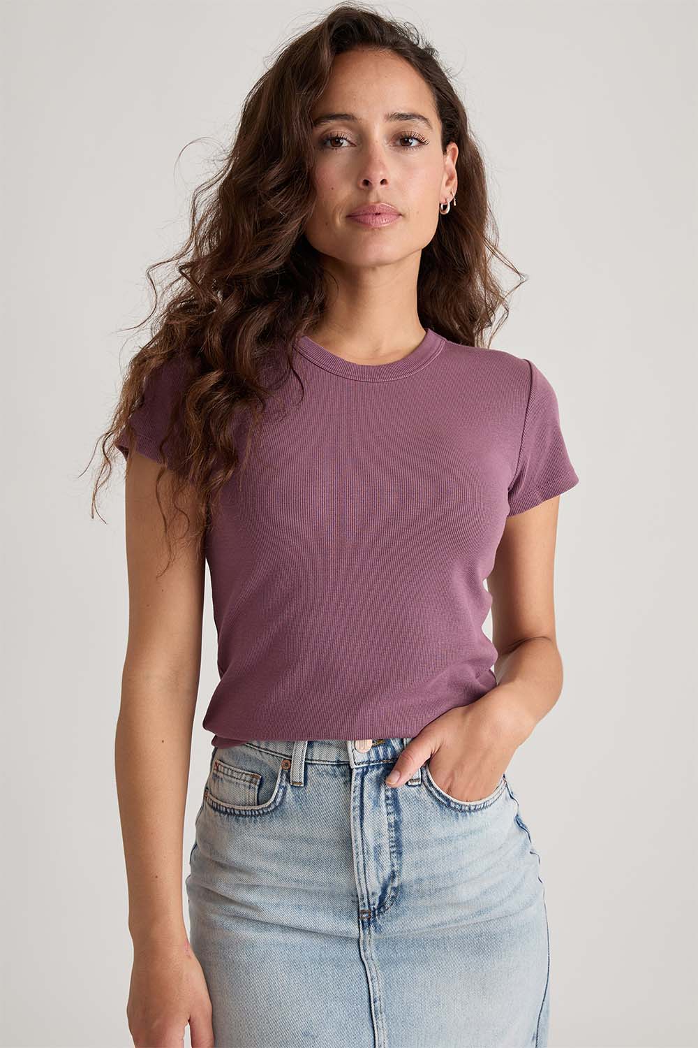 Marine Layer - Lexi Rib Sun-In Crew Tee - Windsor Wine - Front