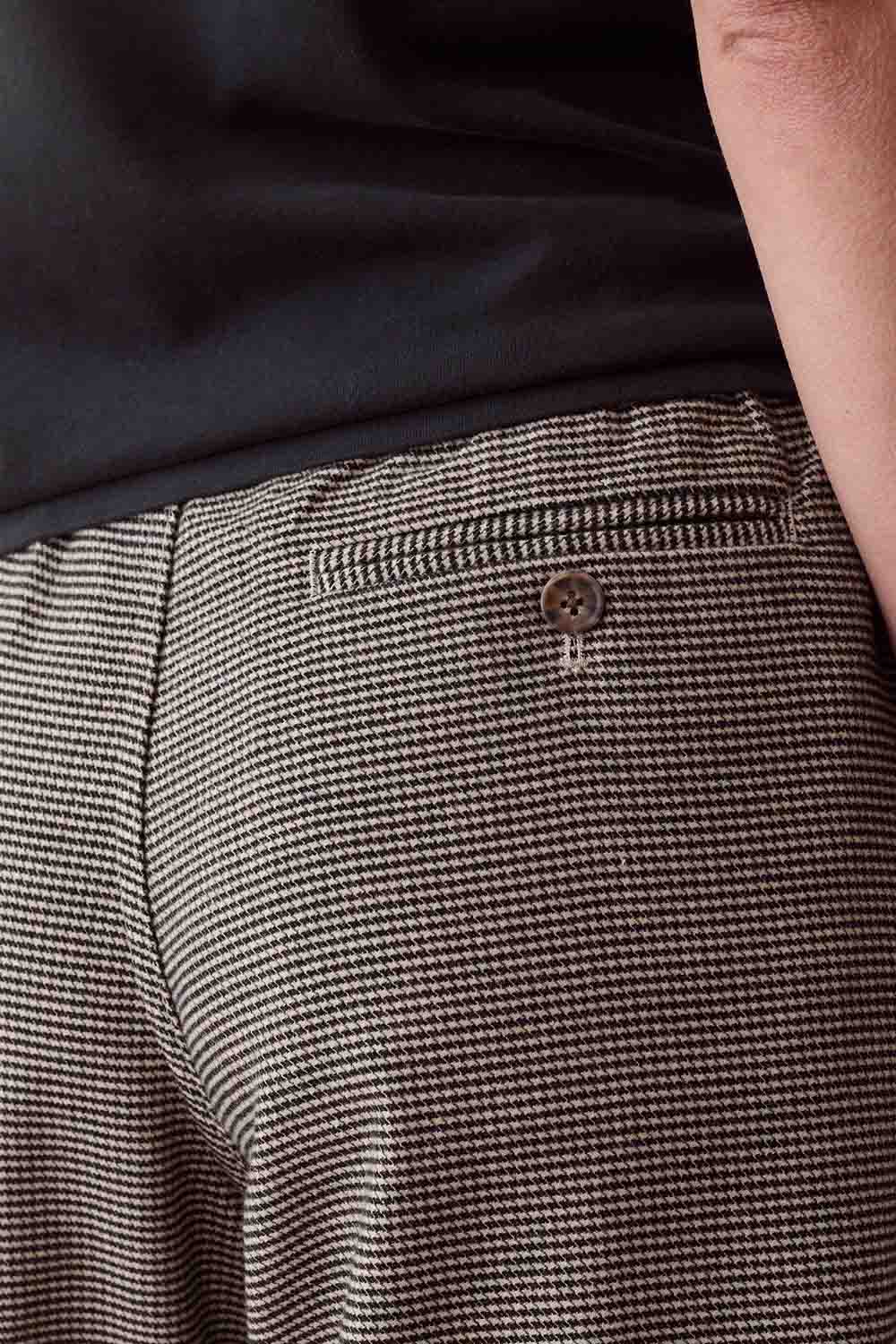 Marine Layer Allison Moleskin Trouser in Black/Cream Houndstooth — Back view