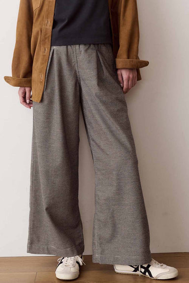 Marine Layer Allison Moleskin Trouser in Black/Cream Houndstooth — Front view