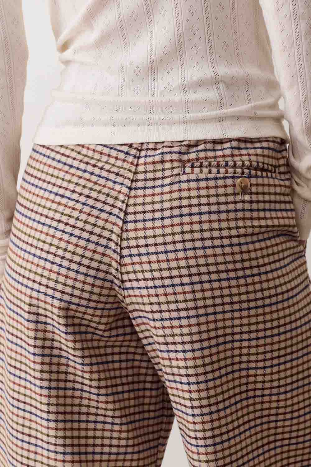 Marine Layer Allison Moleskin Trouser in Fall Check — Back view