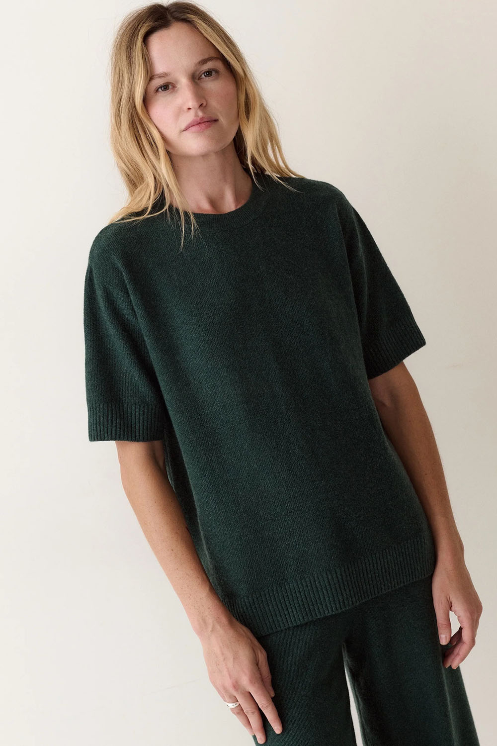 Marine Layer Chalet Sweater Tee in Pine — Front view