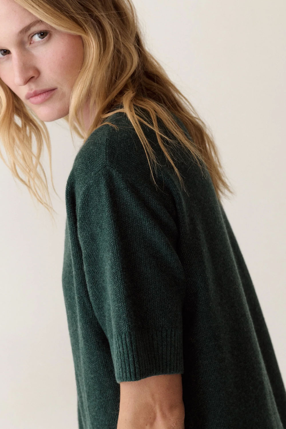 Marine Layer Chalet Sweater Tee in Pine — Side view