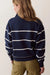 Marine Layer Cloud 9 Fleece Half Zip in Navy/White Stripe — Back view