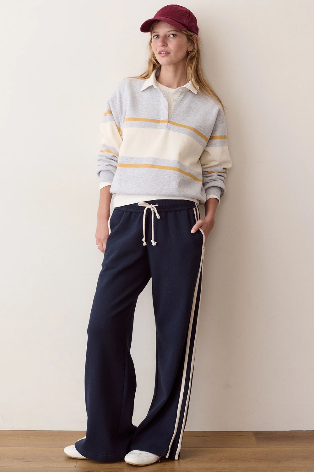 Marine Layer Cloud 9 Fleece Polo in Heather Grey — Front view