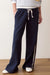Marine Layer Cloud 9 Fleece Track Pant in Navy — Front view, leg crop