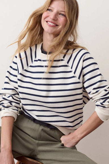 Marine Layer Cloud 9 Reversible Crew in Antique White/Navy — Front view