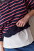Marine Layer Cloud 9 Reversible Crew in Navy/Garnet — Stripe detail view