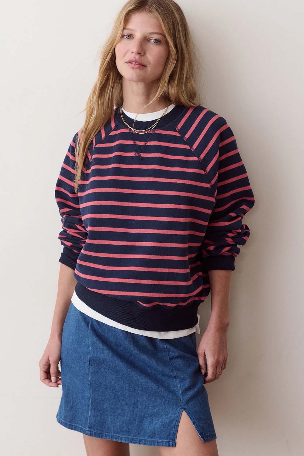 Marine Layer Cloud 9 Reversible Crew in Navy/Garnet — Front view