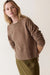 Marine Layer Coastal Merino Crewneck Sweater in Soft Brown — Model view