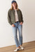 Marine Layer Corbet Quilted Bomber in Olive Heather — Front view