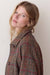 Marine Layer Hayes Houndstooth Trench in Neutral Mini Herringbone — Quarter view