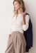 Marine Layer Lexi Pointelle Long Sleeve Henley in Antique White — Front view
