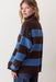 Marine Layer Maggie Funnel Neck Sweater in Chocolate & Coronet Stripe — Back view