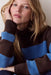 Marine Layer Maggie Funnel Neck Sweater in Chocolate & Coronet Stripe — Collar detail view