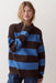 Marine Layer Maggie Funnel Neck Sweater in Chocolate & Coronet Stripe — Front view