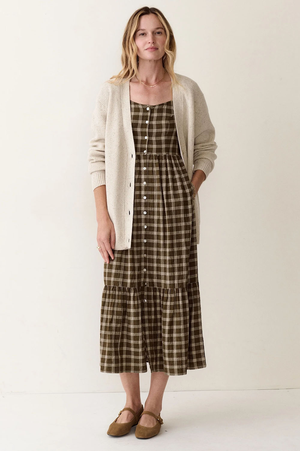 Marine Layer Merino Boyfriend Cardigan in Cream — Full-body view
