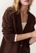 Marine Layer Merino Boyfriend Cardigan in Timber — Knit detail view