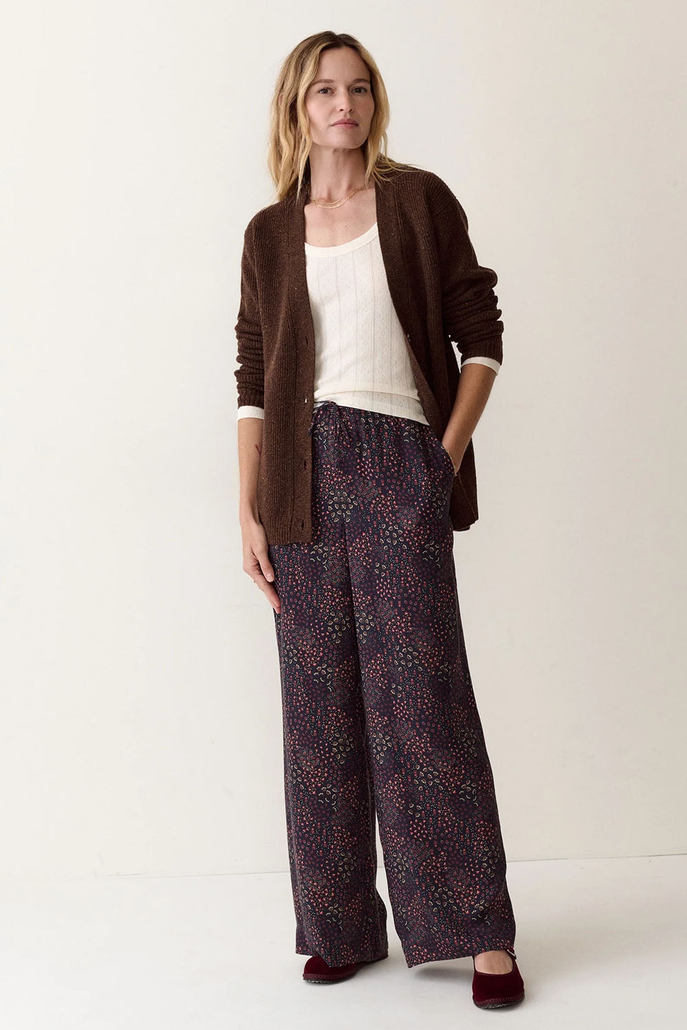 Marine Layer Merino Boyfriend Cardigan in Timber — Full-body view
