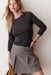 Marine Layer Mini Rib LS Crew Tee in Charcoal — Quarter view