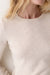 Marine Layer Mini Rib LS Crew Tee in Oatmeal — Neckline detail view