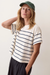 Marine Layer Miracle Jersey Crew Tee in Antique White & Navy Stripe — Side view