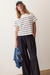 Marine Layer Miracle Jersey Crew Tee in Antique White & Navy Stripe — Styled view