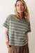 Marine Layer Miracle Jersey Crew Tee in Sage & White Stripe — Front view