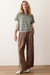 Marine Layer Miracle Jersey Crew Tee in Sage & White Stripe — Styled view