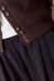 Marine Layer Parker Collared Cardigan in Chocolate — Button detail view