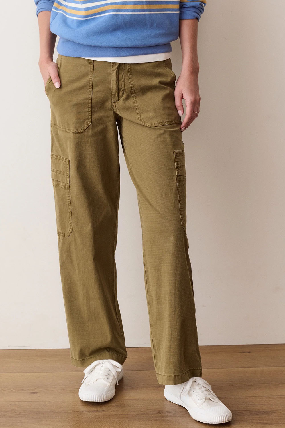 Marine Layer Sierra Utility Pant in Dark Olive — Front view, cropped