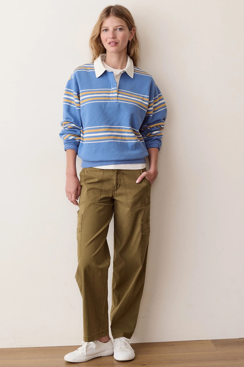 Marine Layer Sierra Utility Pant in Dark Olive — Front view