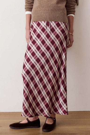 Marine Layer Silvia Maxi Skirt in Warm Plaid — Front view