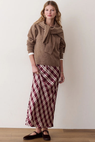Marine Layer Silvia Maxi Skirt in Warm Plaid — Full-body view