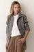 Marine Layer Stephanie Cocoon Coat in Charcoal/Cream Houndstooth — Front view