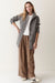 Marine Layer Stephanie Cocoon Coat in Charcoal/Cream Houndstooth — Full-body view