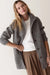 Marine Layer Stephanie Cocoon Coat in Charcoal/Cream Houndstooth — Model view