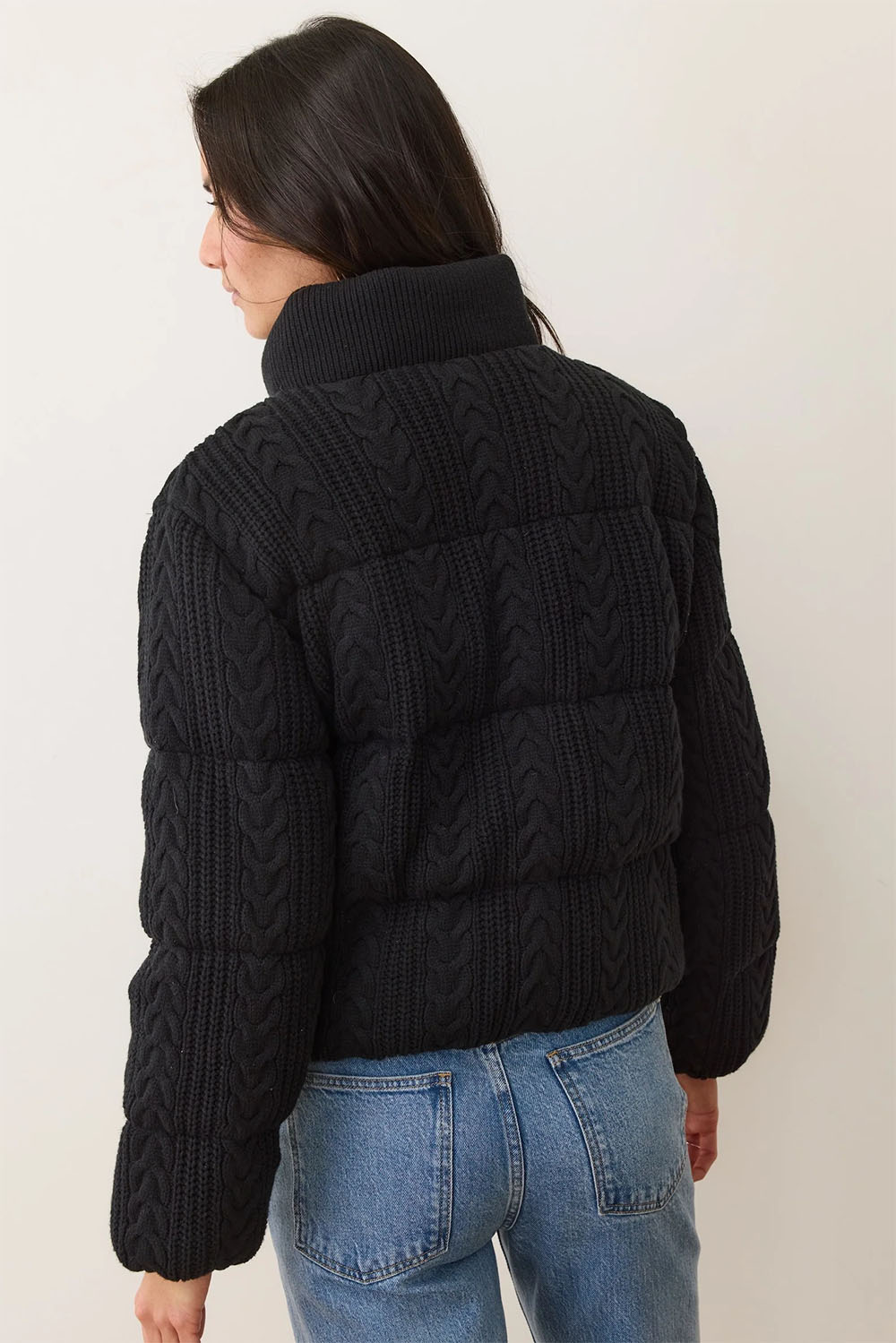 marine layer alba puffer jacket black back