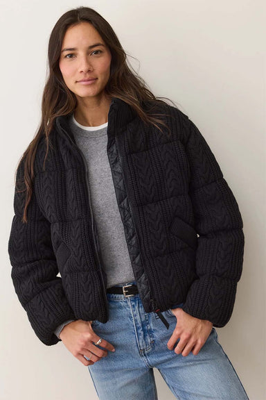 marine layer alba puffer jacket black front