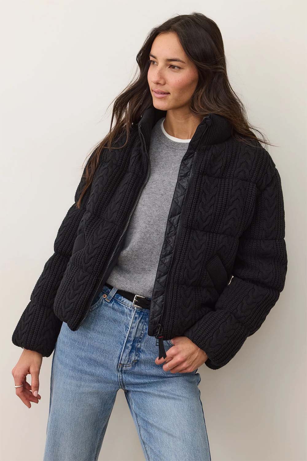 marine layer alba puffer jacket black profile