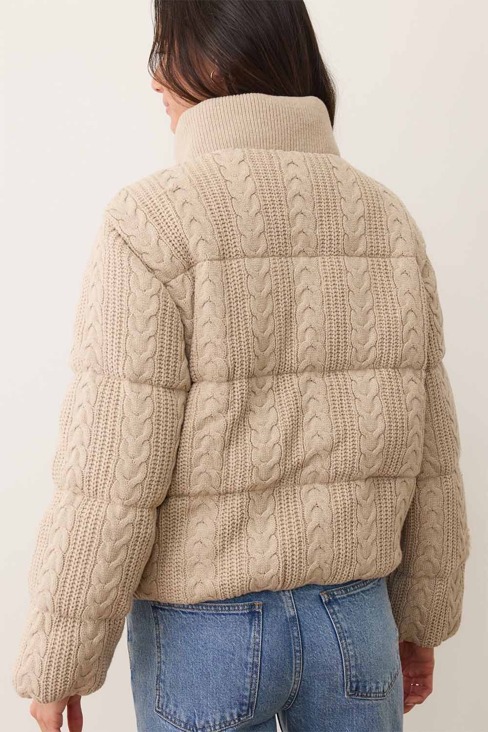 marine layer alba puffer jacket warm taupe  back